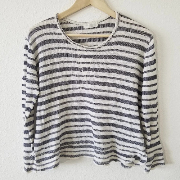 ZARA Gray White Knit Striped Top Size S - Picture 2 of 6
